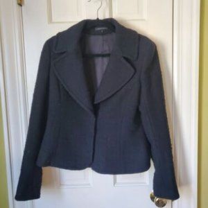 Theory Women's Black Boucle Jacket, Size 10, Lined Tweed Blazer